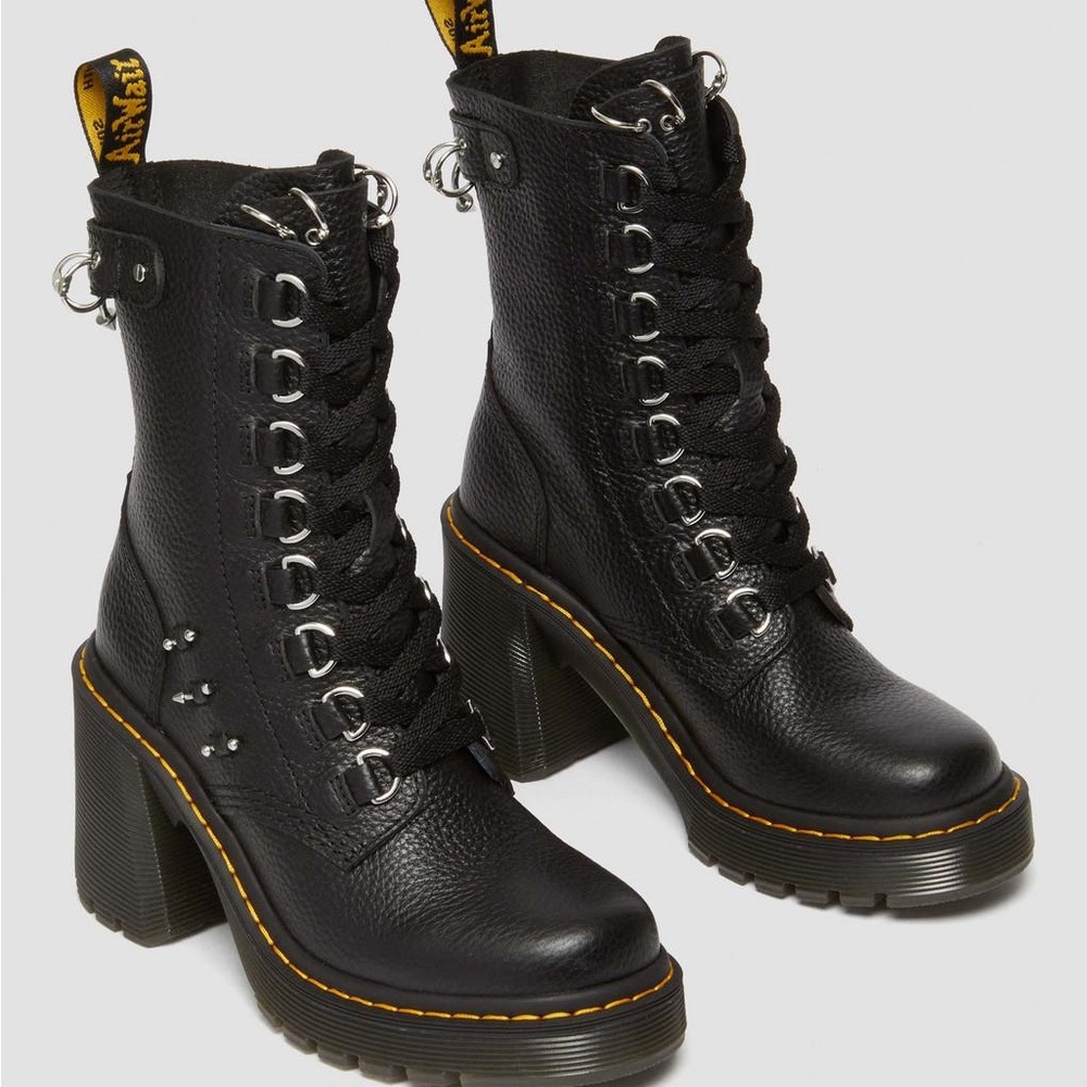 Dr. Martens Black Lace Up Boots with Chunky Heel